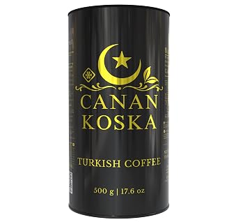 Canan Koska Turkish Coffee, Ultra Fine Ground, 17.6 oz 500g, Premium 100% Arabica Coffee, Authentic Turkish Coffee, Rich Foam, Medium Dark Roast, Traditional Cezve Coffee, Bold Flavor, Packed in USA