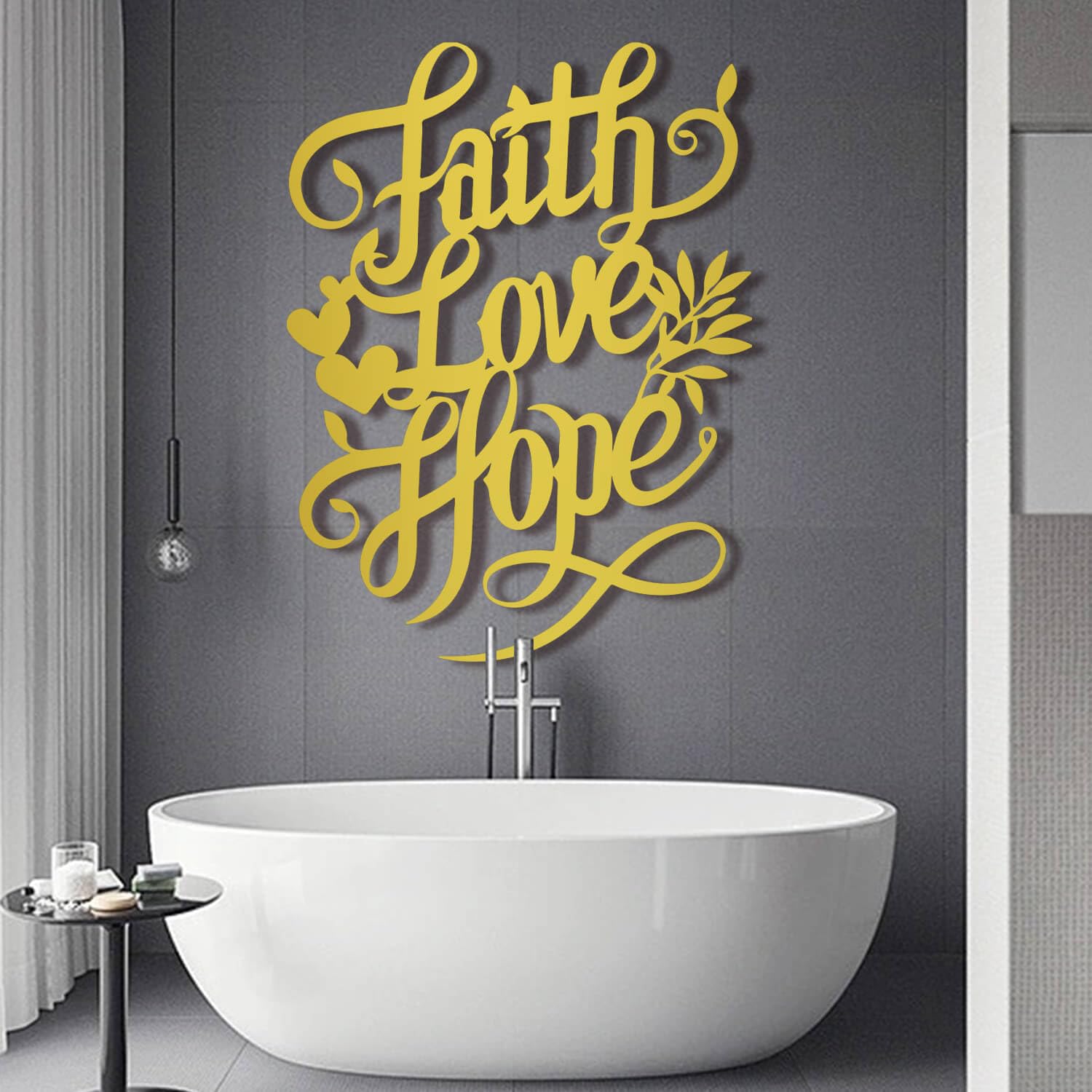 Signe de foi en métal doré symbole spirituel inspirant pour la maison