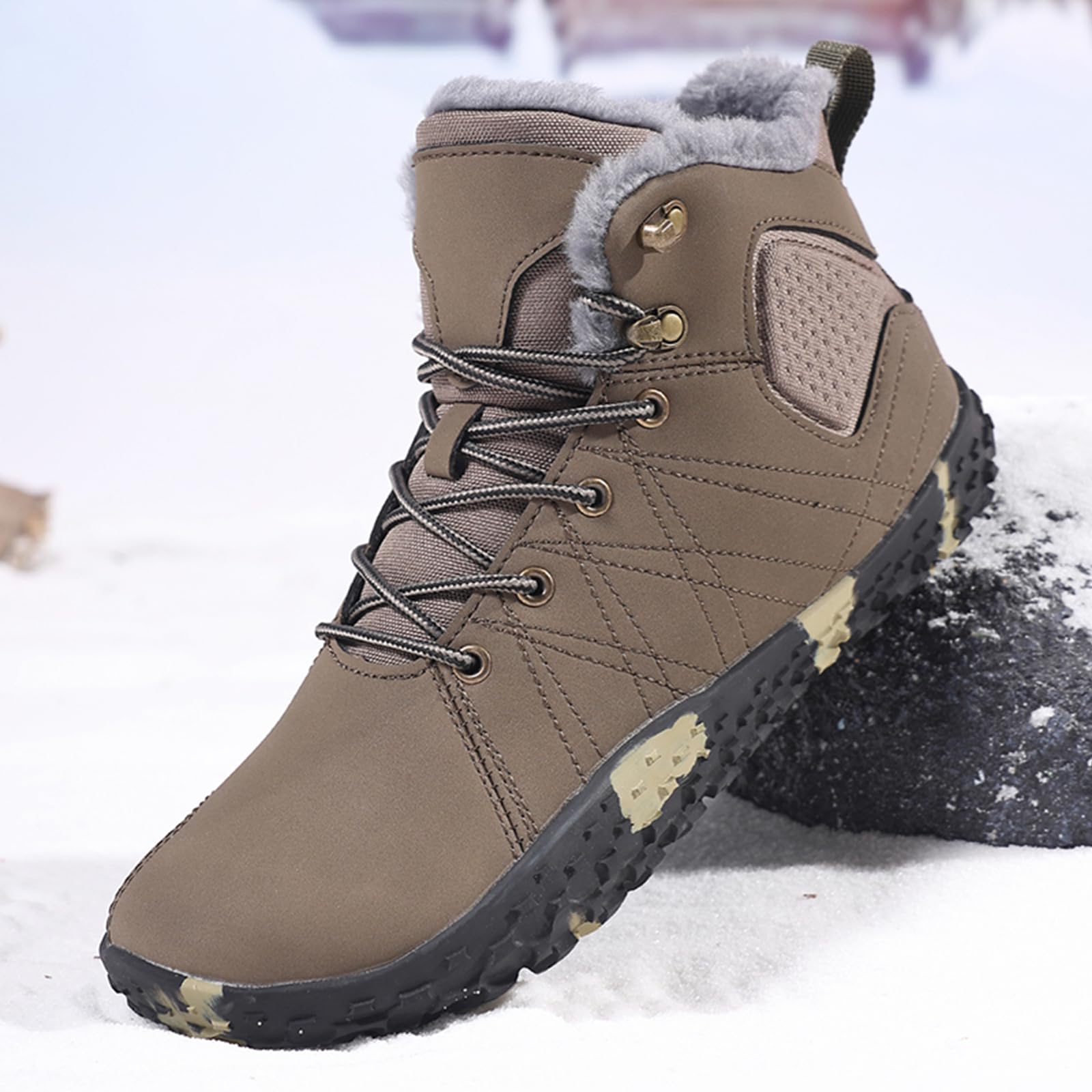 Męskie buty zimowe, buty trekkingowe z futrzaną podszewką, zimowe buty na co dzień i do aktywności na świeżym powietrzu