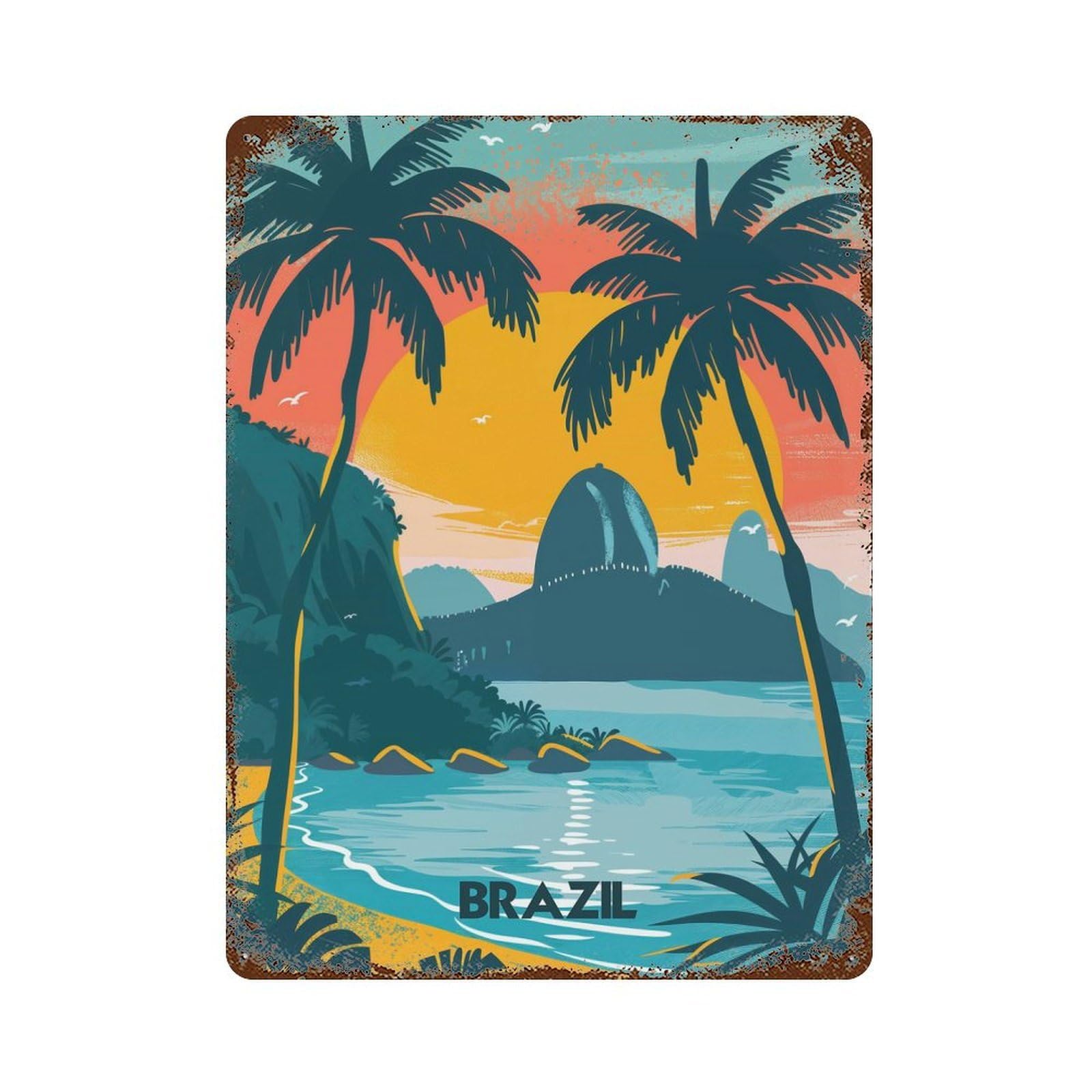 Brazilian Paradise Retro Metal Sign 15.7"x11.8", Rustic Home Decor for Garage, Pub Or Kitchen