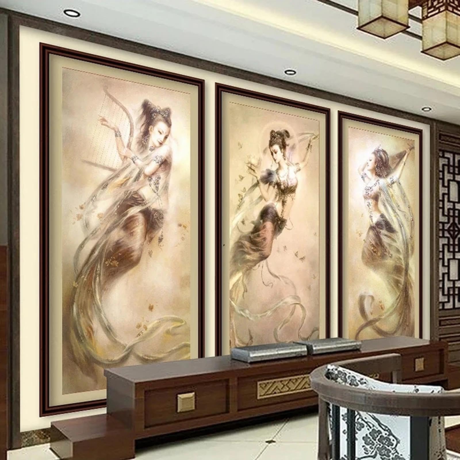 Papier peint Dunhuang fée volante 3D revêtement mural salon chambre