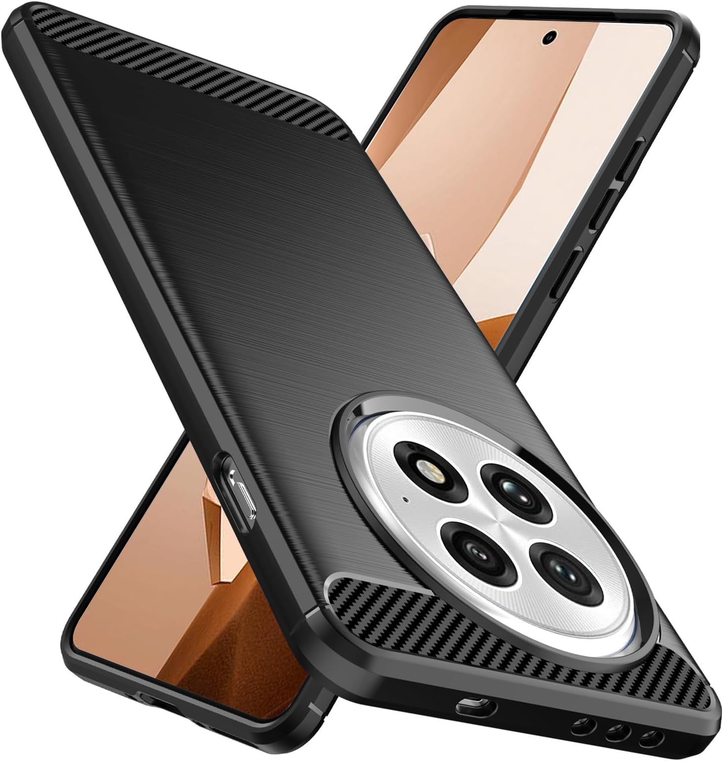 Designed for OnePlus 13R Case,Flexible TPU [Brushed Texture] [Anti-Slip] Shockproof Military Protection Bumper Phone Case,Slim Case Cover for One Plus13R,Black