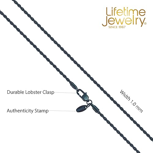 Vista 5 de LIFETIME JEWELRY 1mm Rope Chain for Men & Women Diamond Cut 14 to 30 Inch Black Gunmetal Stainless Steel
