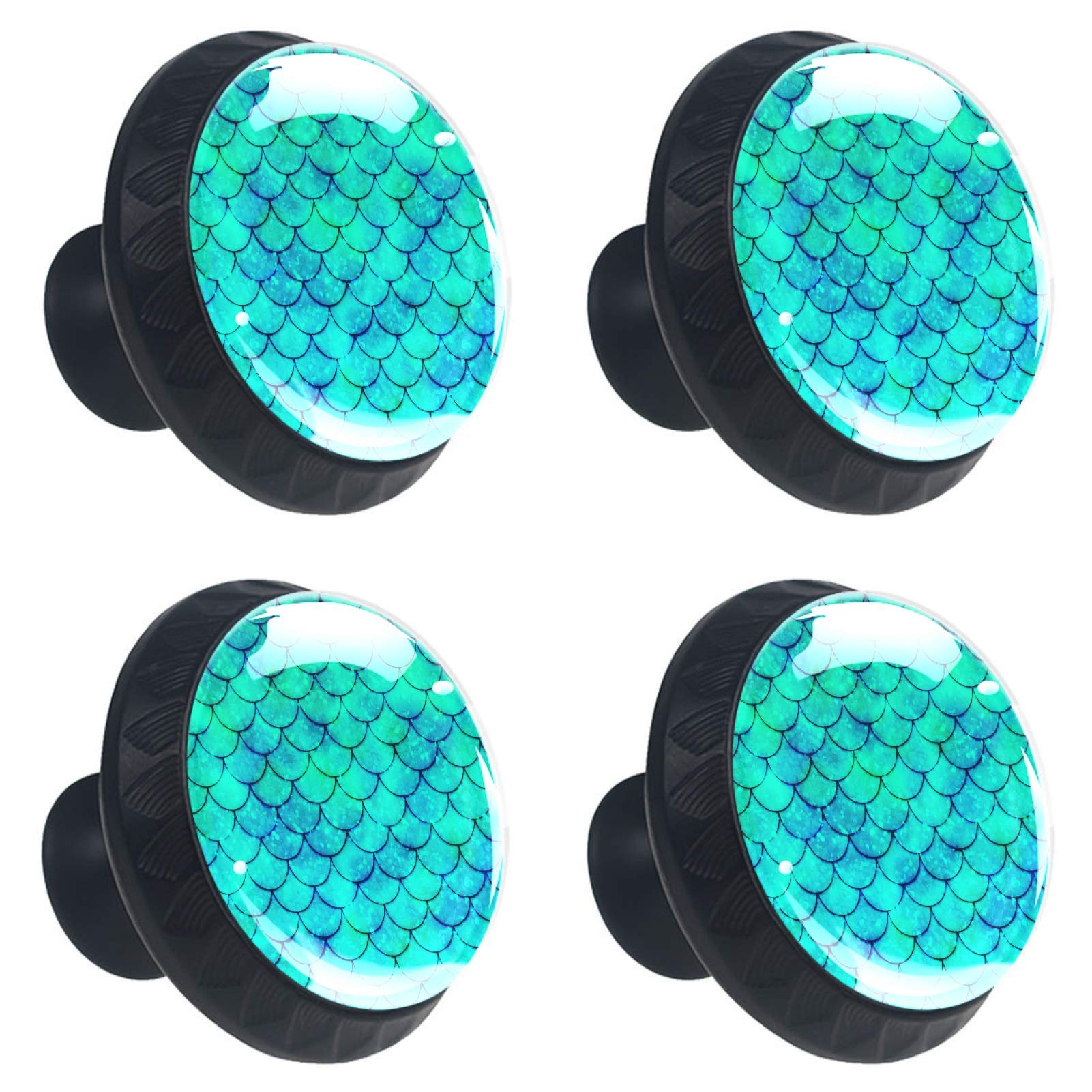 Boutons de porte en écailles vertes lot de 4 pour placard et meuble de cuisine