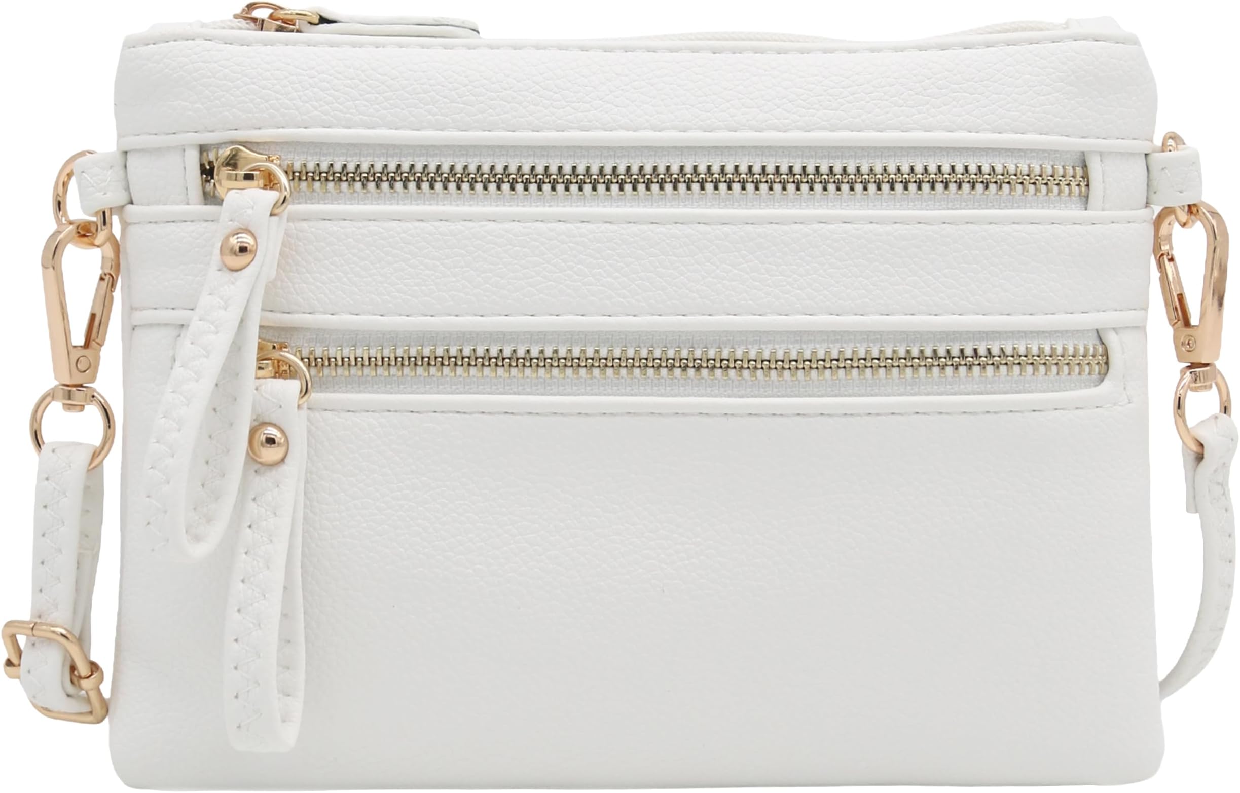 FashionPuzzle Multi Zipper Pocket Small Wristlet Crossbody Bag