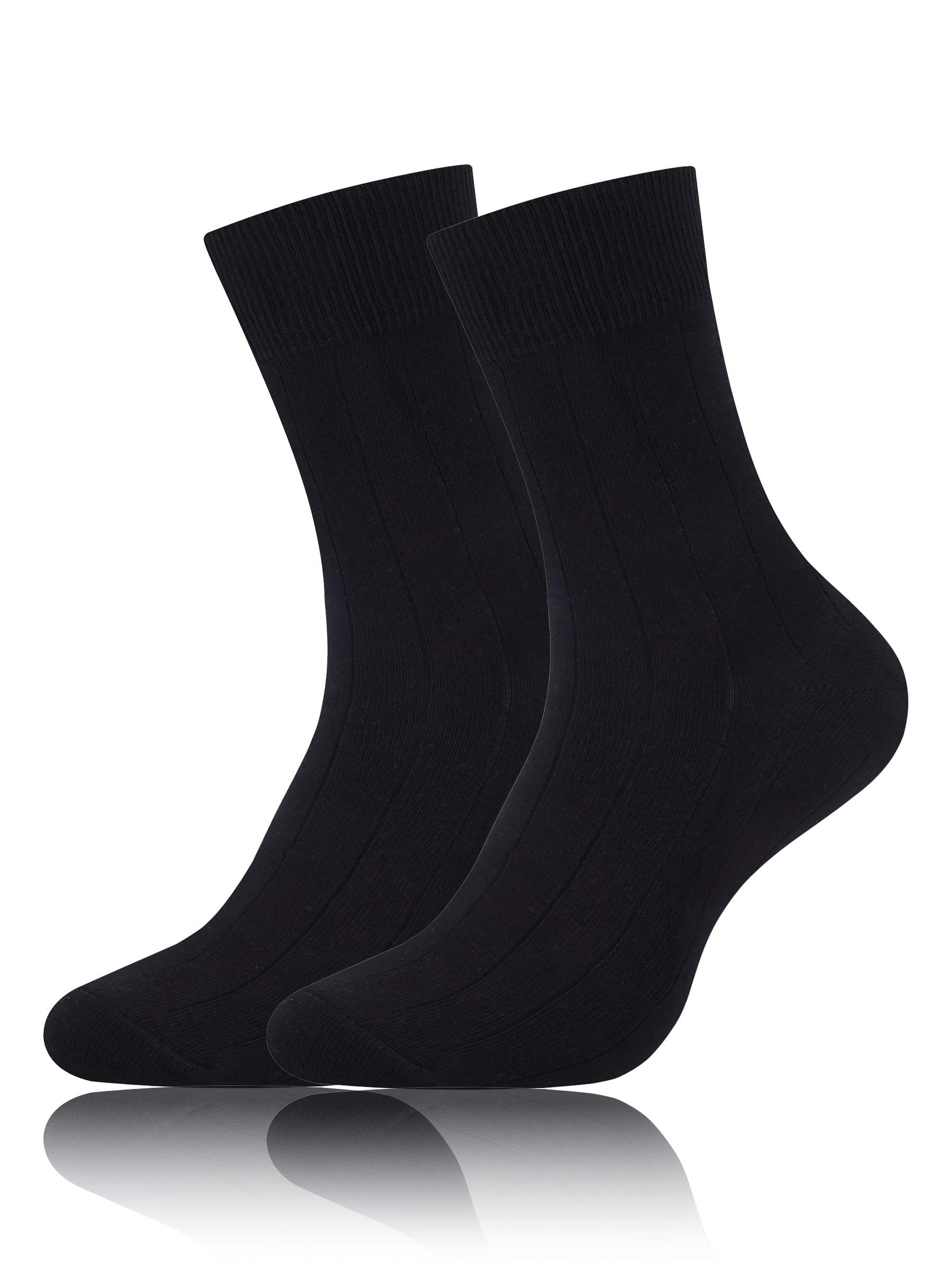 Mens Dress Socks Soild Ribbed Crew Socks Combed Cotton Anti Odor Size 8-13