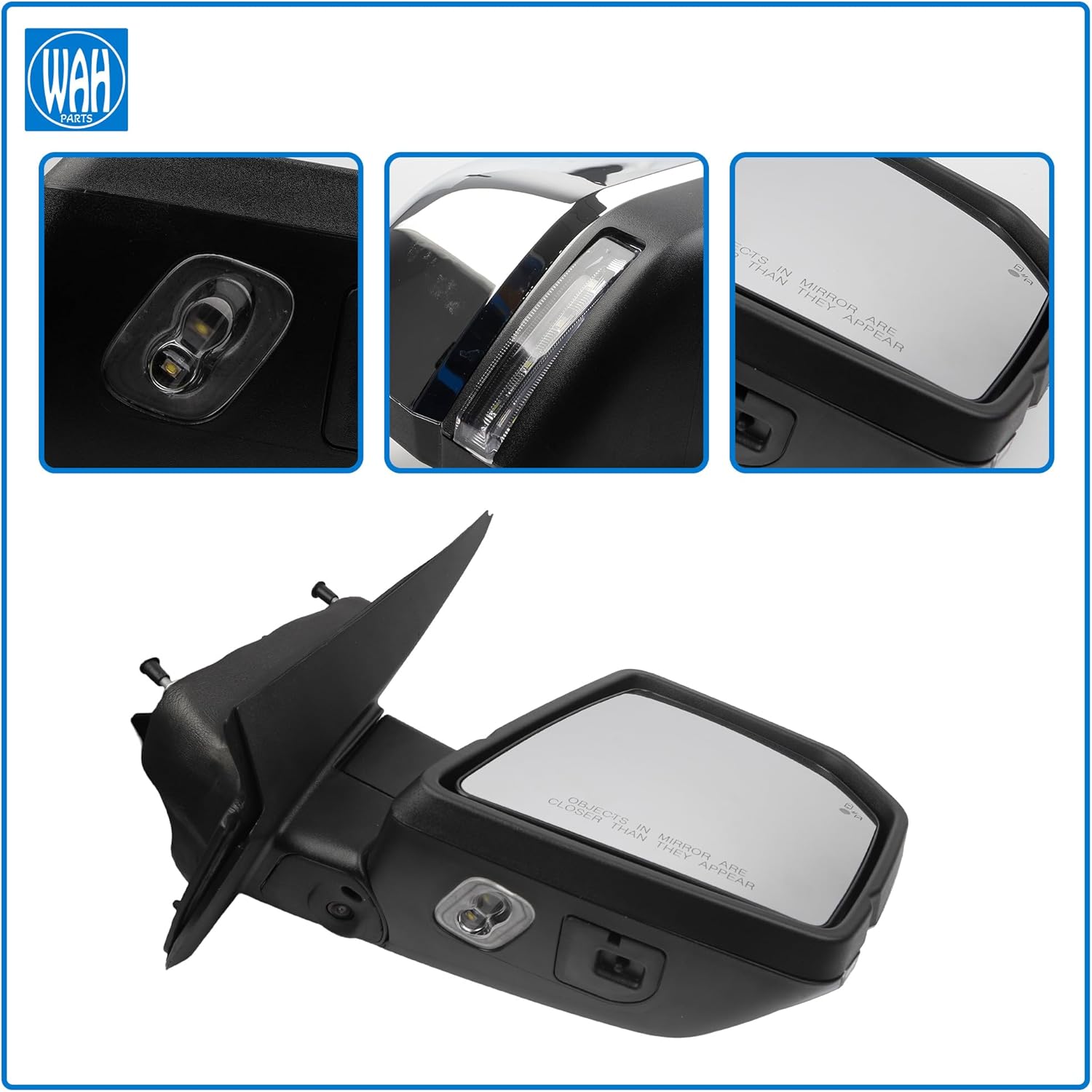 FL3Z17682PB 18+4 Pins Right Passenger Side Compatible With 2015-2018 Ford F-150 Chrome Power Mirror Assembly W/Memory Heated Folding Turn Signal Ground Light Width Light Blind Spot Camera