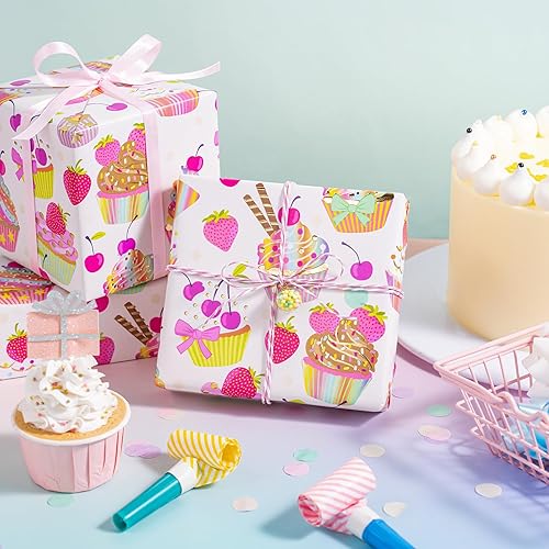 Vista 149 de WRAPAHOLIC Papel de regalo reversible, mini rollo, 17 pulgadas x 33 pies, adorable diseño de gato y azul sólido para cumpleaños, vacaciones