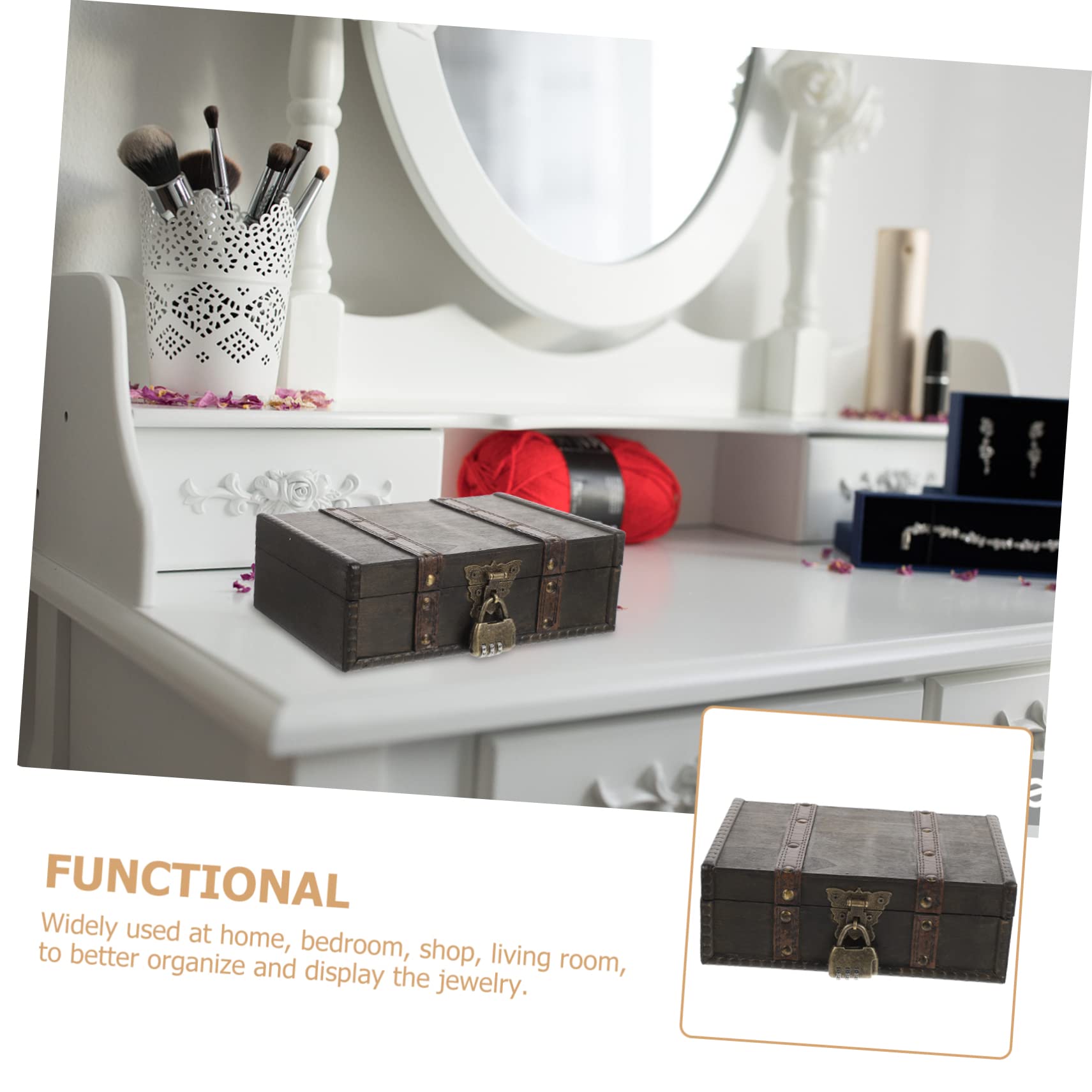 Vintage Schmuckkästchen mit Zahlenschloss Schmuckaufbewahrungsbox für Ringe und Anhänger im Retro Stil für Wohnzimmer und Zuhause