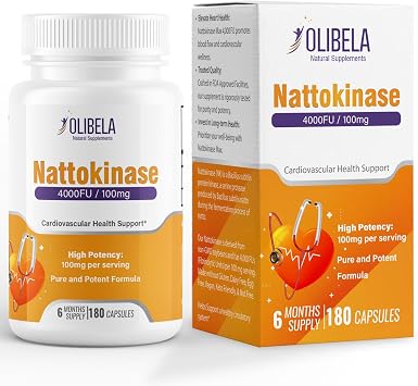 Nattokinase 4000FU 180 Capsules Vegan, Non-GMO Nattokinase Enzymes Supports Circulatory Wellness, Cardiovascular Health and Healthy Blood Flow | 6-Month Supply*