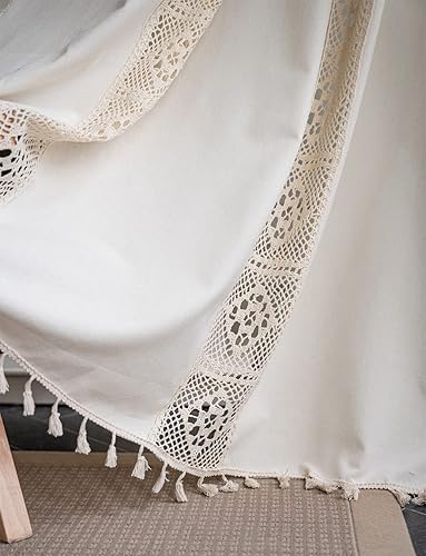 Miniatura 6 de Cortinas bohemias para sala de estar o dormitorio, 84 pulgadas de largo, juego de 2 paneles de lino de algodón semitransparentes, cortinas de