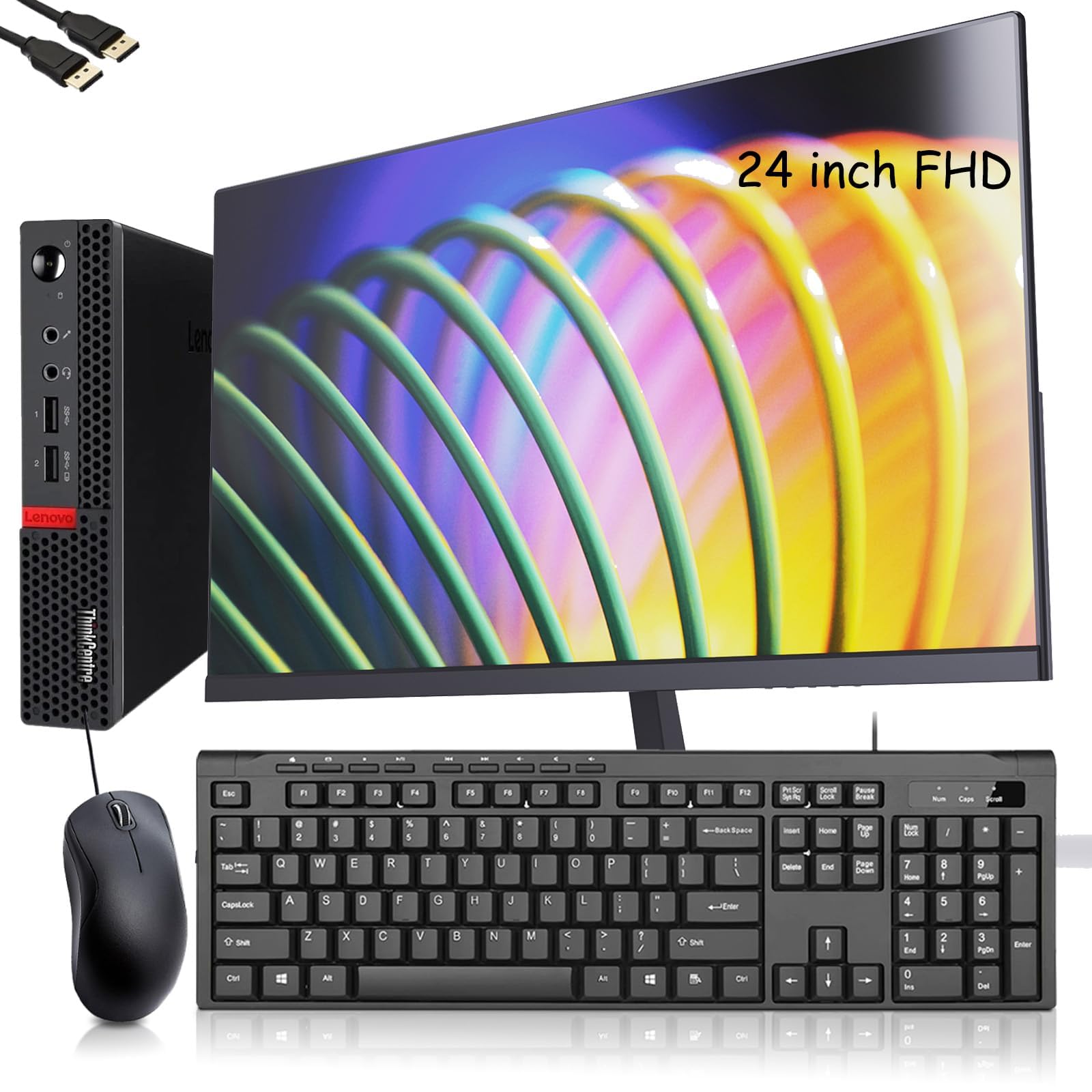 Lenovo ThinkCentre M910q Tiny Desktop Computer Mini PC, 23.8 inch