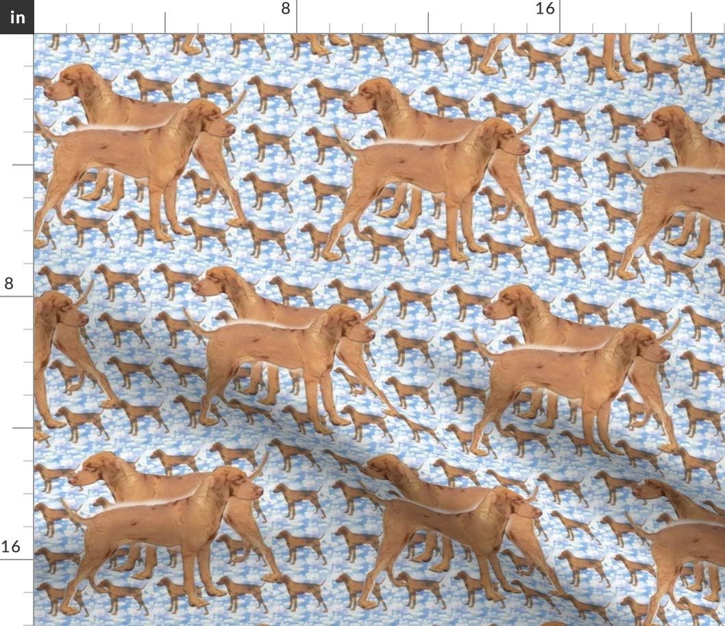 Spoonflower Fabric - Ridgeback Blue Pattern Dog Clouds Hound Rhodesian Puppy Pet Puppies Printed on Petal Signature Cotton Fabric by The Yard - Sewing Quilting Apparel Crafts Decor