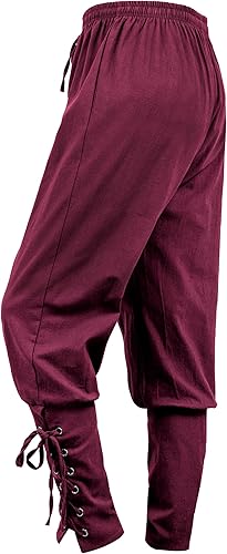 Pantalones de estilo medieval o de navegante vikingo, pantalones de pirata, para disfraz, con cordones de cierre y ajuste, de estilo renacentista,