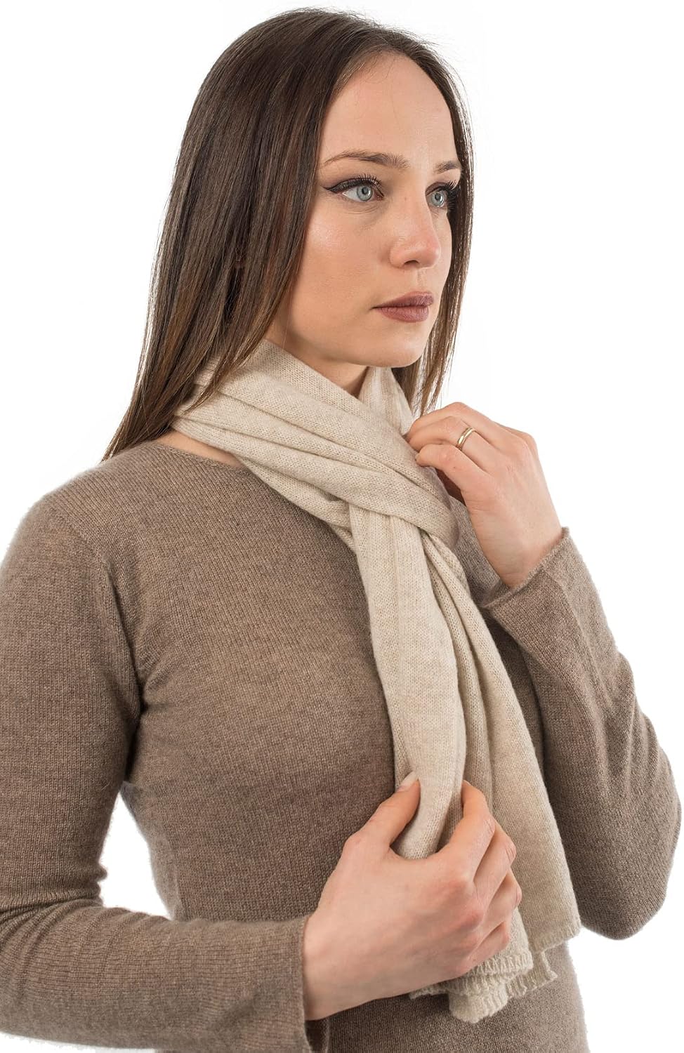 DALLE PIANE CASHMERE - Écharpe 100% cachemire - Made in Italy - Femme/Homme, Couleur: Beige, Taille unique — image 3