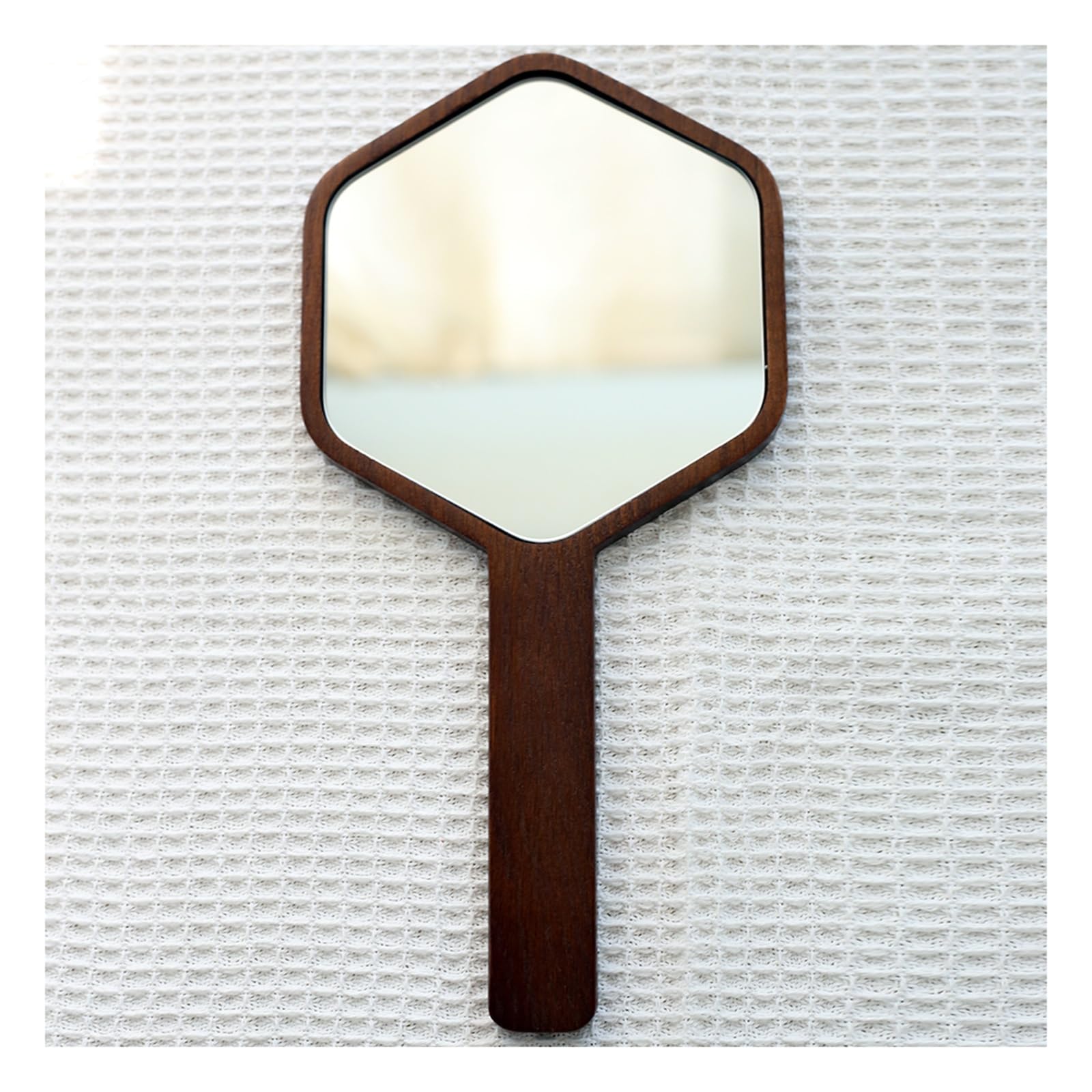 SDCFFC Natural Wooden Vanity Makeup Mirror, Portable Hand Vanity Mirror, for Travel