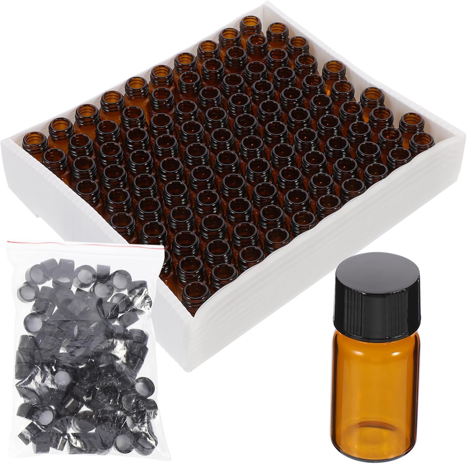 100Pcs Transparent Sample Bottles with Screw Caps Refillable Liquid Vials for Essential Oils Herbal Extracts and Lab Reagents Dustproof and Leakproof Design