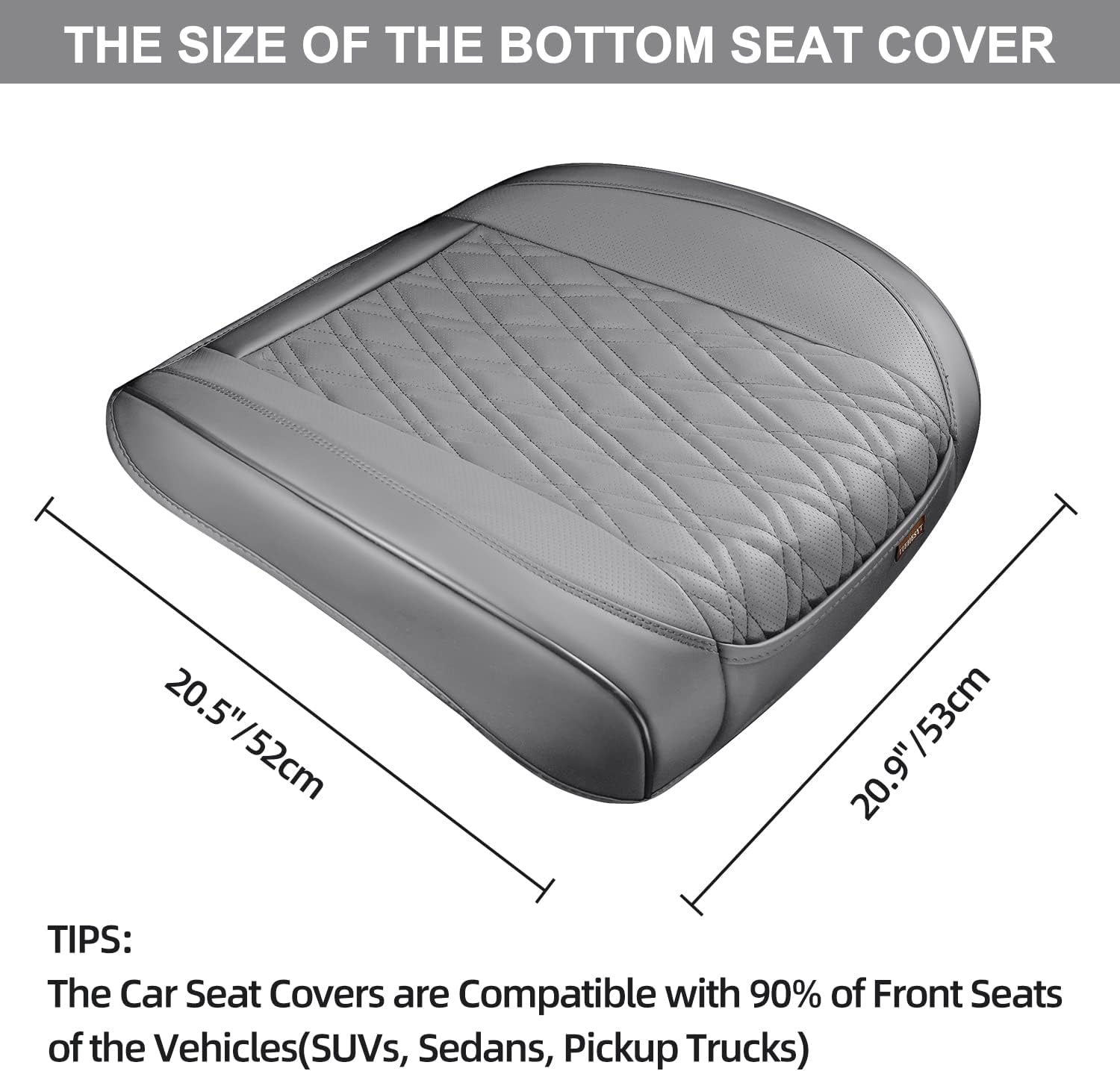 TIEHESYT 2PCS Car Seat Covers, Seat Covers for Cars, Breathable Nappa Leather Automotive Seat Covers & Accessories with Full Wrapping Edge Front Bottom Fit Cars, Sedans, SUVs, Pickup Trucks, Grey