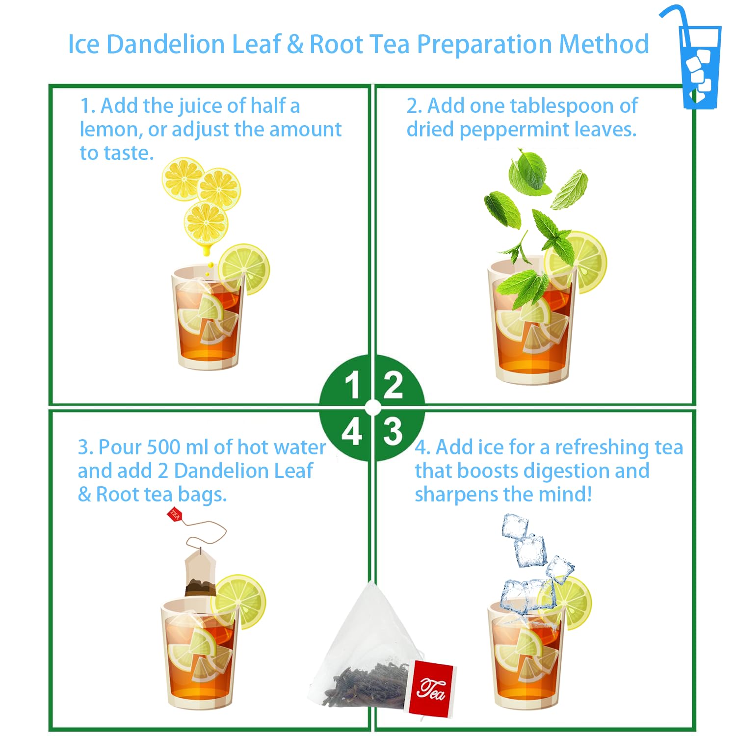 Samcci - Dandelion Leaf & Root Tea bags, 50 Teabags, Natural Roasted Dandelion Herbal Tea for Liver & Kidney Health, Support Digestion & Enhance Immune System, Caffeine Free - Image 5