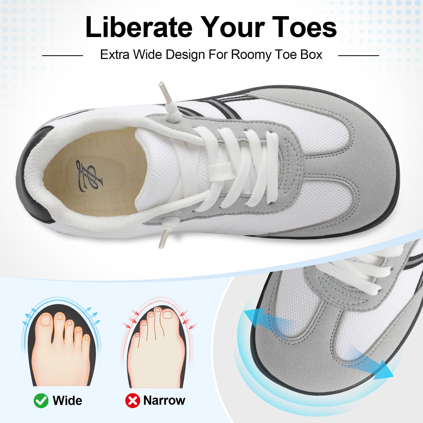 LeIsfIt Women's Barefoot Slip-On Shoes Wide Toe Box Zero Drop Casual Sneakers Non-Slip Breathable Walking Shoes for Tennis Travel & Everyday — view 3