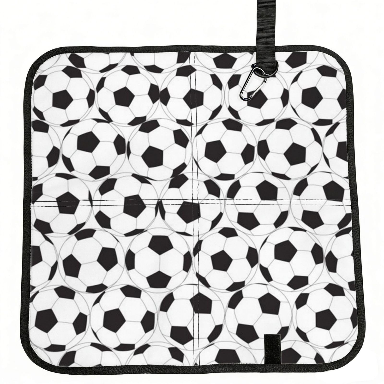 ERCgad Black And White Soccer Ball Pattern Print Foldable Seat Cushion Portable Chair Pad Lightweight Travel Outdoor Office Home