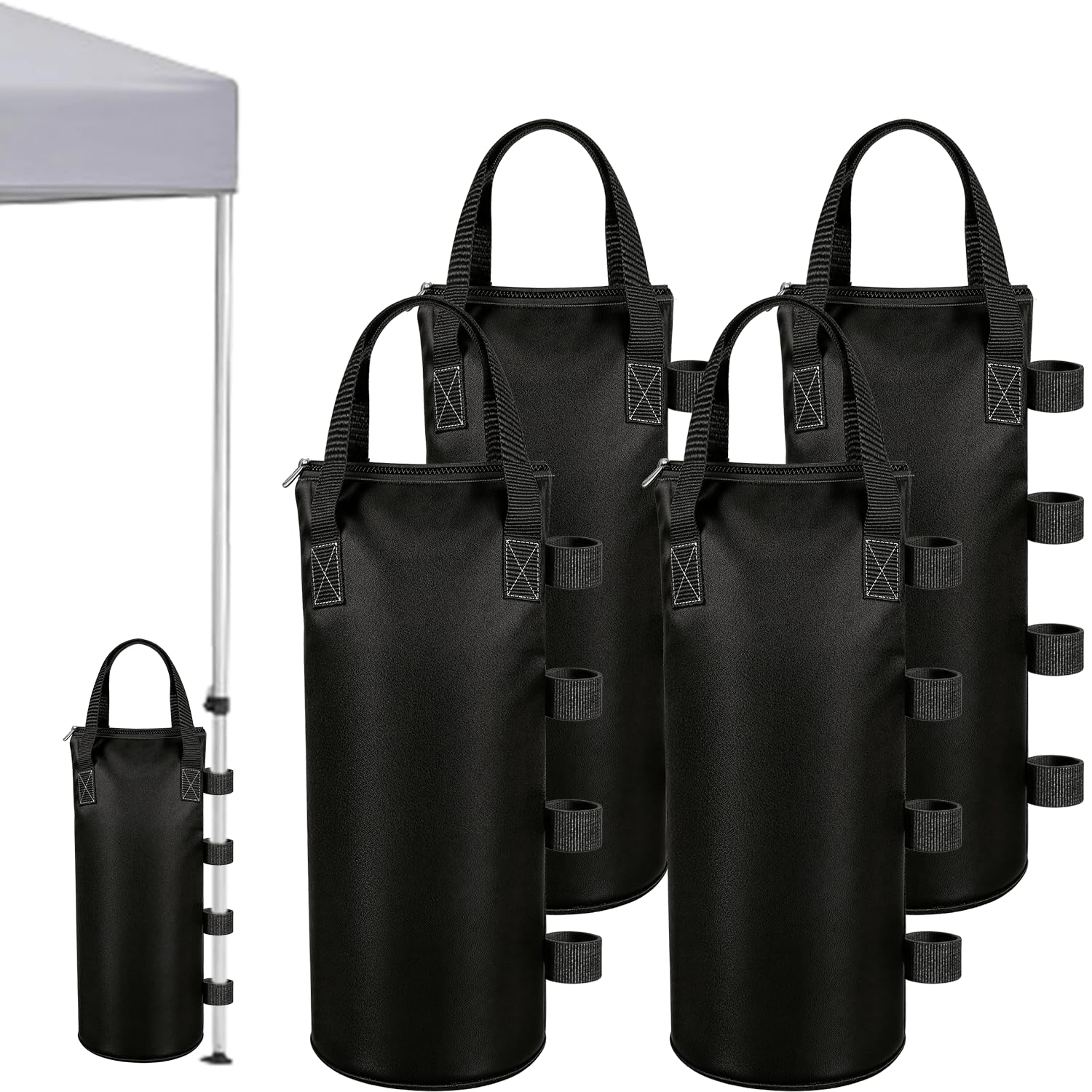 View 1 of 140 LBS Zipper Canopy Weight Bags, Heavy Duty Sand Bags for Instant Canopy Tent Gazebo Pergola Patio Umbrella, 19 x 8 Inches Tent Weights Set of 4, Canopy Accessories for Outdoor Stability (Black)