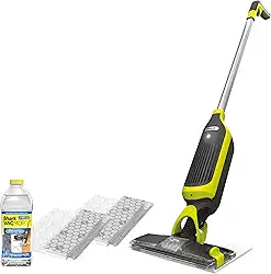 Shark VACMOP Esfregão a vácuo de piso rígido sem fio inclui 2 almofadas VACMOP descartáveis e uma solução VACMOP de 350 ml, cinza carvão, VM180