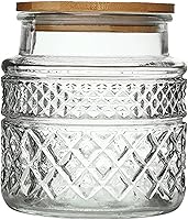 Vista 1 de Tarro de almacenamiento de vidrio, 38 onzas líquidas, recipientes de alimentos con tapa de bambú, recipientes de cocina, tarros de vidrio herméticos