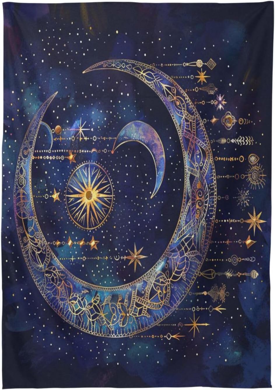 ALAZA Oblong Tablecloths, 60 x 108 Inch, Wrinkle Free, Astrology Mystical Bohemian Moon Stars Boho Party Tablecloth Dining Room Table Cloth Holiday Table Cloths