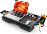 SAIJI Ordinateur portable, ordinateur portable portable pour lit - Jusqu'à 17" portable & MacBook,Table de rangement légère avec tiroir de rangement, bureau Lap avec coussin, bureau d'ordinateur Lap pour ordinateur portable
