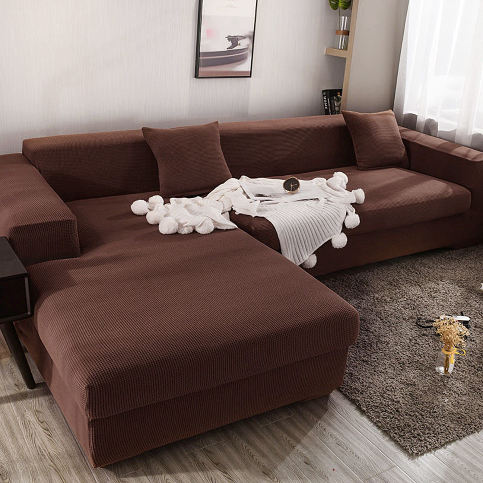 Housse de canapé élastique jacquard anti-dérapante