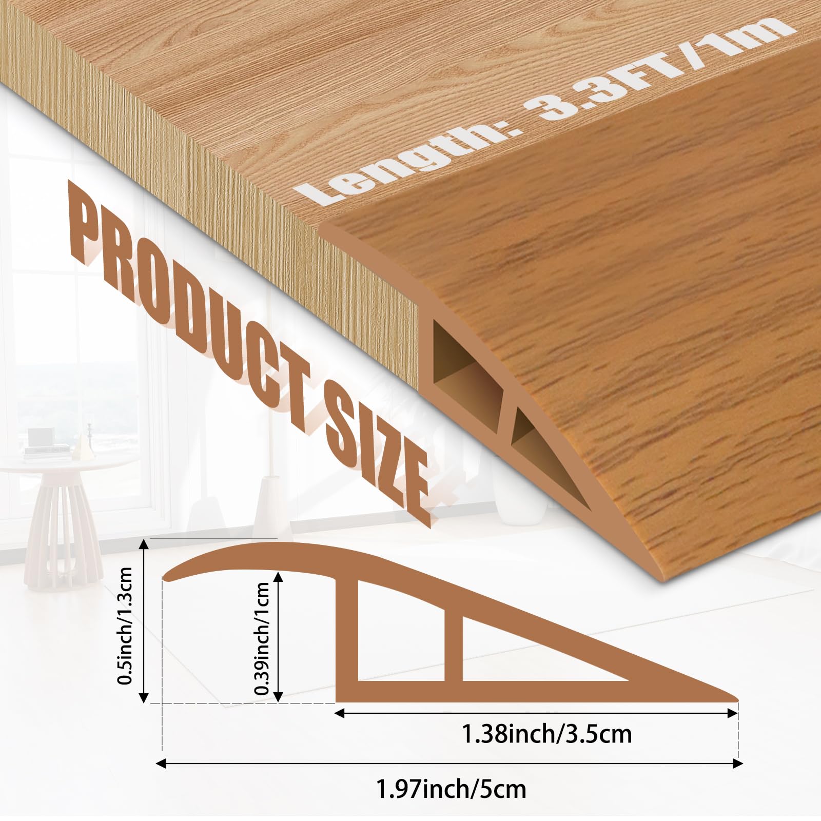 Floor Transition Strips Double Sided Self Adhesive Door Threshold Strips for Doorways, Laminate Threshold for Gaps Carpet Floor Tiles - Image 2
