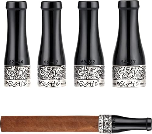 Scotte Boquilla de cigarro para hombres y mujeres, portátil, 4 tamaños, con caja de regalo (negro y plateado)