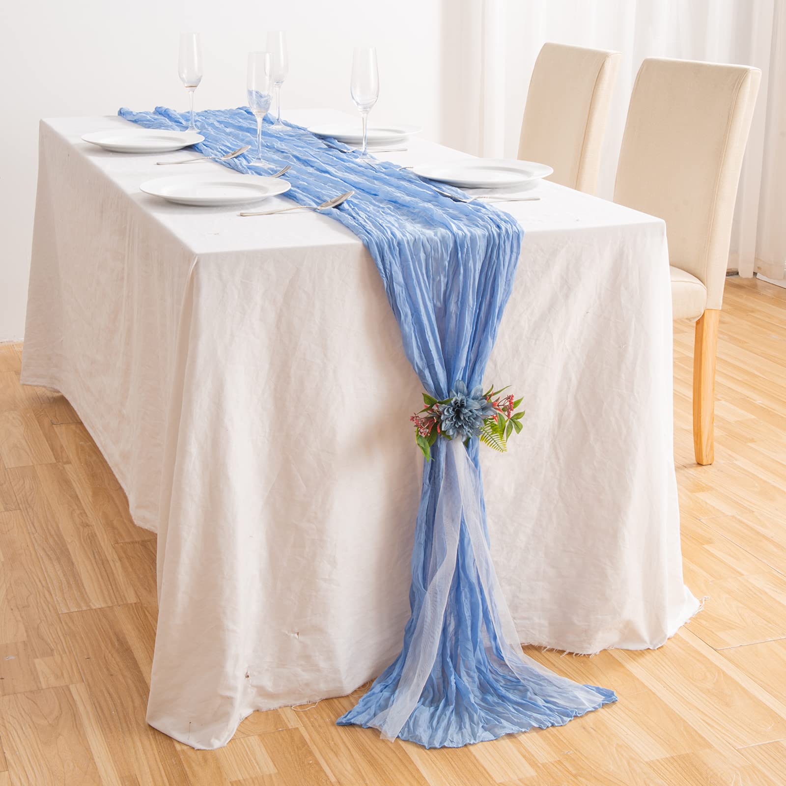 Runner da tavola, 72 x 304 cm, in mussola di chiffon, extra lungo, stile bohémien, rustico, decorazione per matrimoni, addio al nubilato, ricevimenti