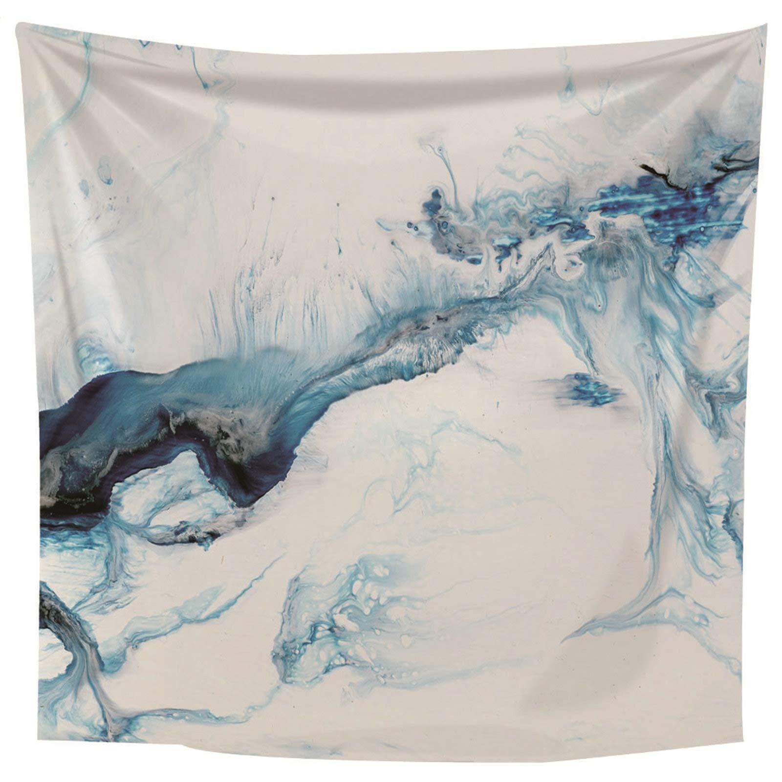 Aeici Tapiz Tela Muro Playa, Manta Tapiz Tapiz de Pared Patrón de mármol Tapiz- Blanco Azul, 260x240CM
