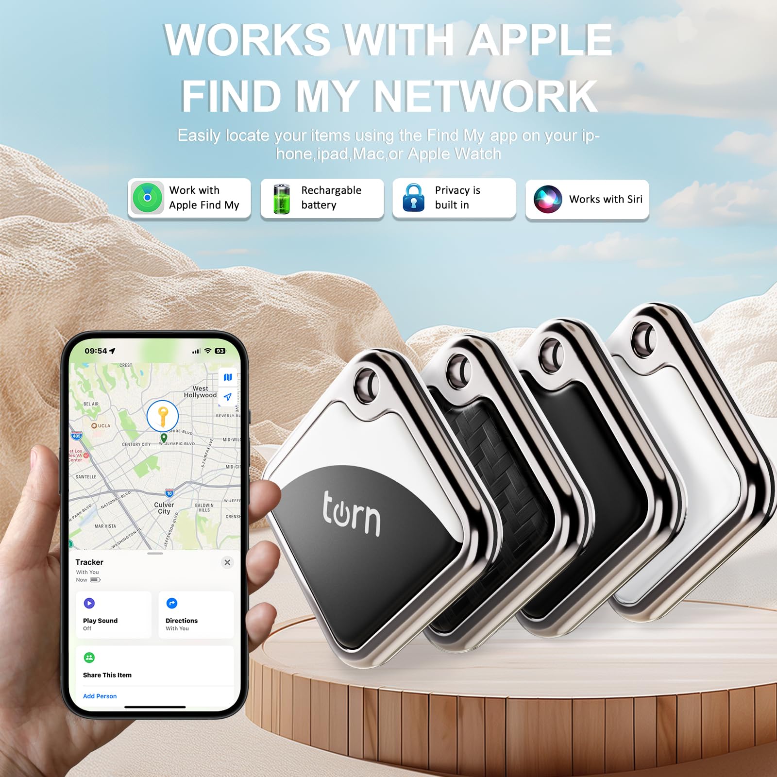 SmartCC Dog,Cat, Key,Luggage,Tile Tracker, Trackers Like Apple Airtag Airtags Air Tag Sale New Air Tags-4 Pack Apple Work with Find My (iOS Only) (Black&White&Carbon&Blackwhite 4pack)