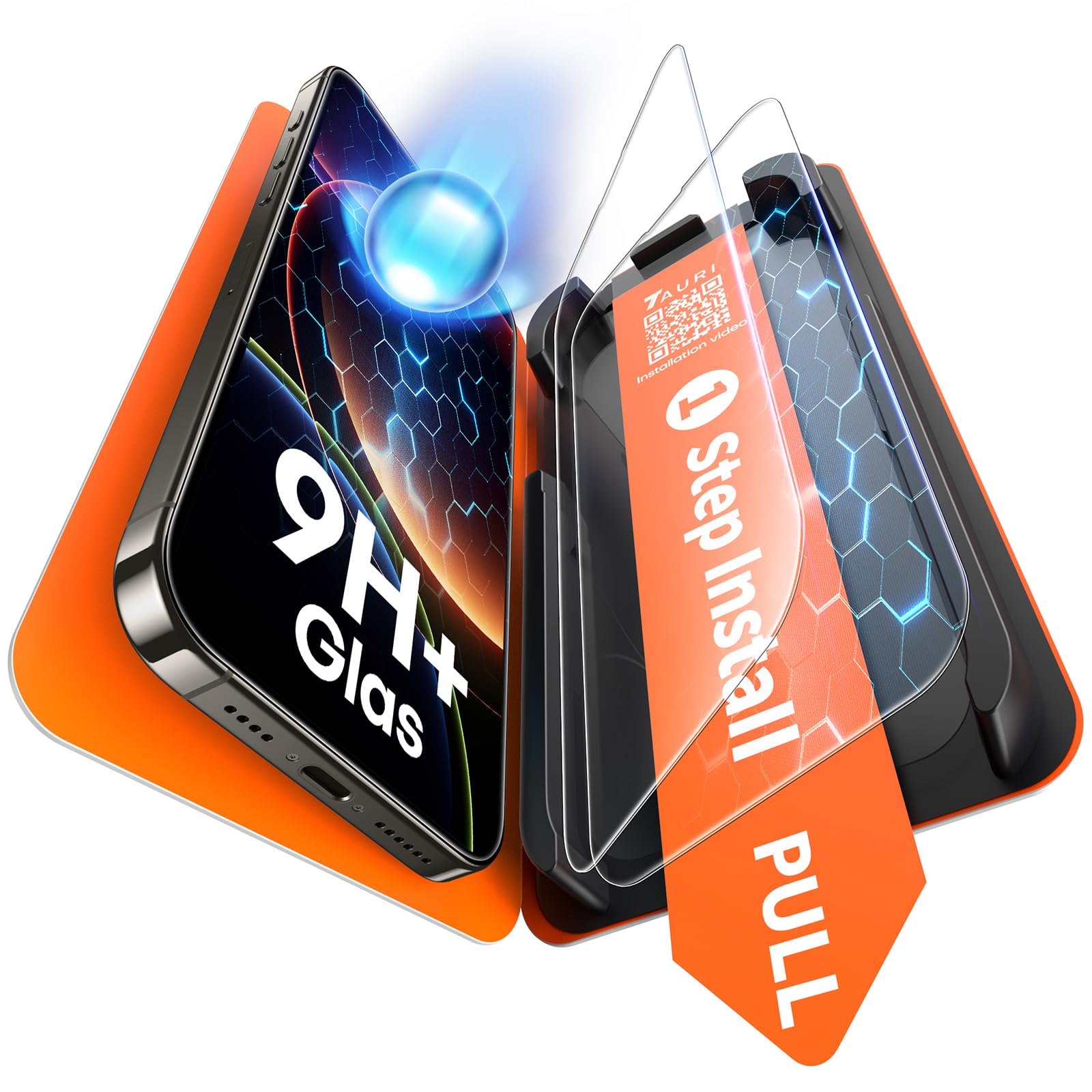 TAURI 2 Pack for iPhone 13 Pro Max Screen Protector, 1-Step Install Clear