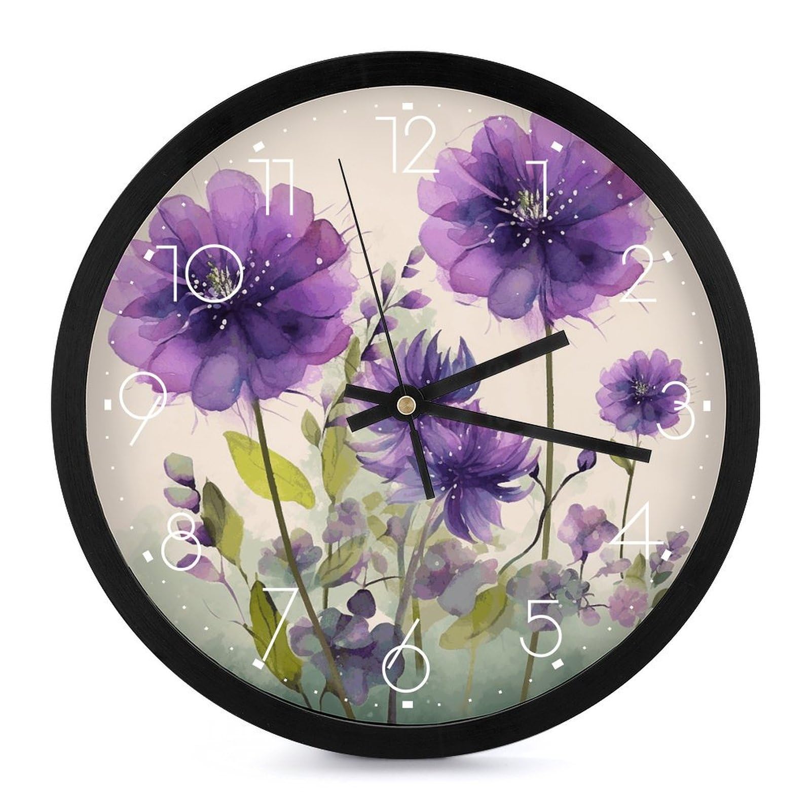 Grande horloge murale silencieuse sans tic-tac aquarelle à piles salon