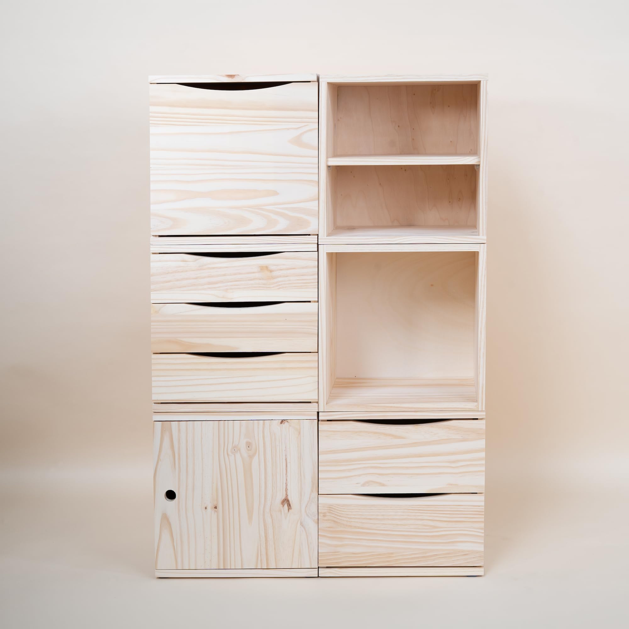 Regalwürfel "Modulable" | Kiefer Massiv | Verschiedene Ausführungen | Würfelmodul aus Vollholz | Korpus Kiefernholz | Holzmöbel | Organisation (Modul 2)