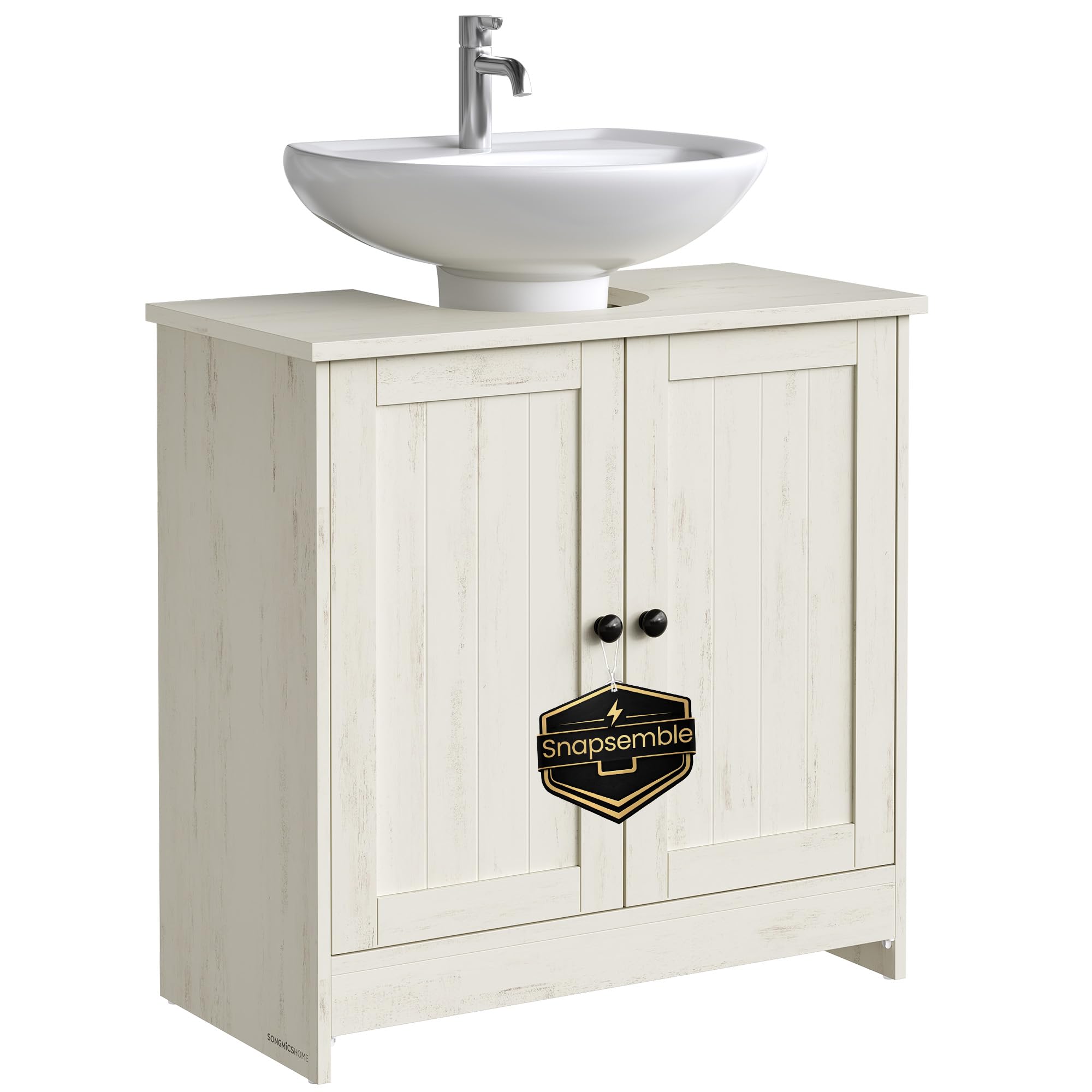 Bathroom under sink cabinet with adjustable storage shelf