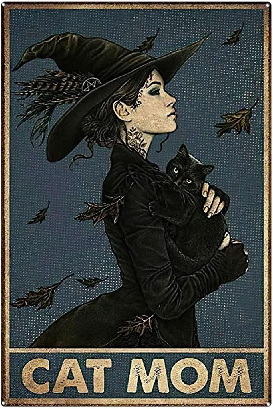 kisoyo Metal Sign Vintage Black Cat - Cat Mom Poster Black Cat Poster Cat Vintage Poster Cat Lover Metal Sign for Kitchen 12x16inch