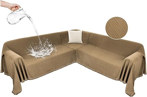 Miniatura 11 de Fundas impermeables para sofá seccional, funda para sofá seccional, funda para sofá esquinero en forma de L, fundas deslizables, manta para perros y