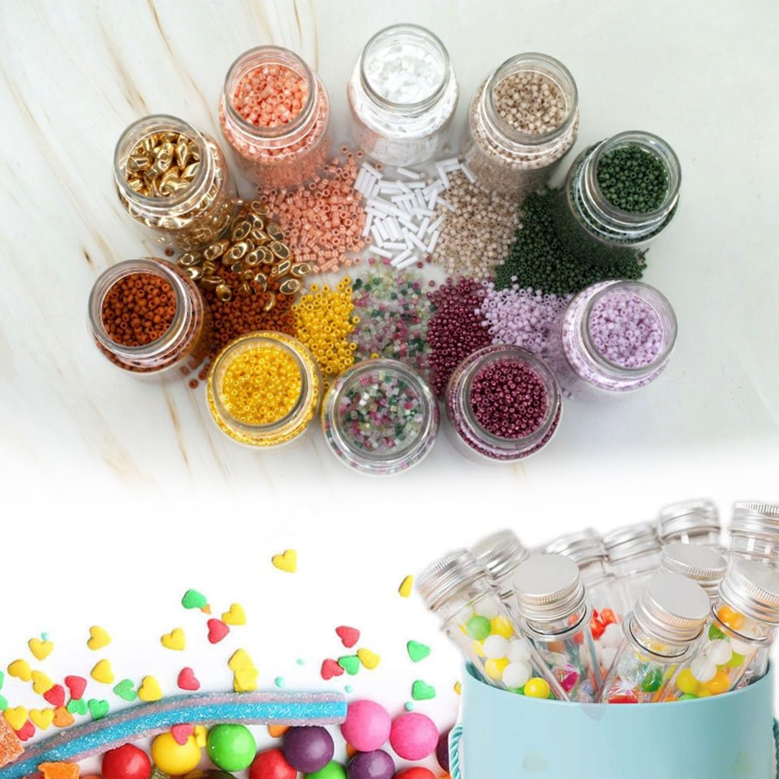 Kleine Glasflasche, Reagenzglas, 20 Stück 20ml kleine Glasflasche Glas Reagenzgläser, Reagenzgläser mit Schraubverschluss, Flaschen Kleine Glasflaschen zum Befüllen, für Süßigkeiten, Labor, Blume