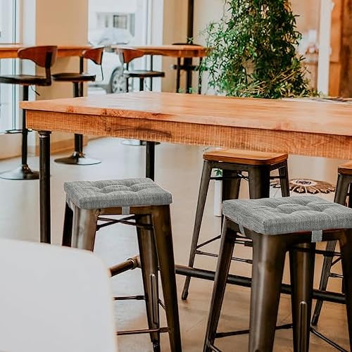 Miniatura 6 de Baibu - Cojín de asiento, cuadrados, para taburete de bar, muy suaves, cojín de asiento cuadrado con lazos.