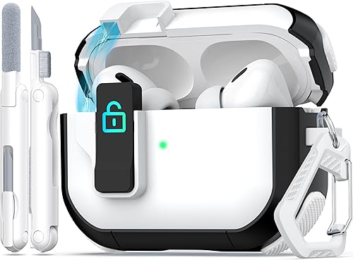 Funda para AirPods Pro (21 generación), diseño de doble color con tapa desplegable automática, incluye herramienta de limpieza, duradera y a prueba
