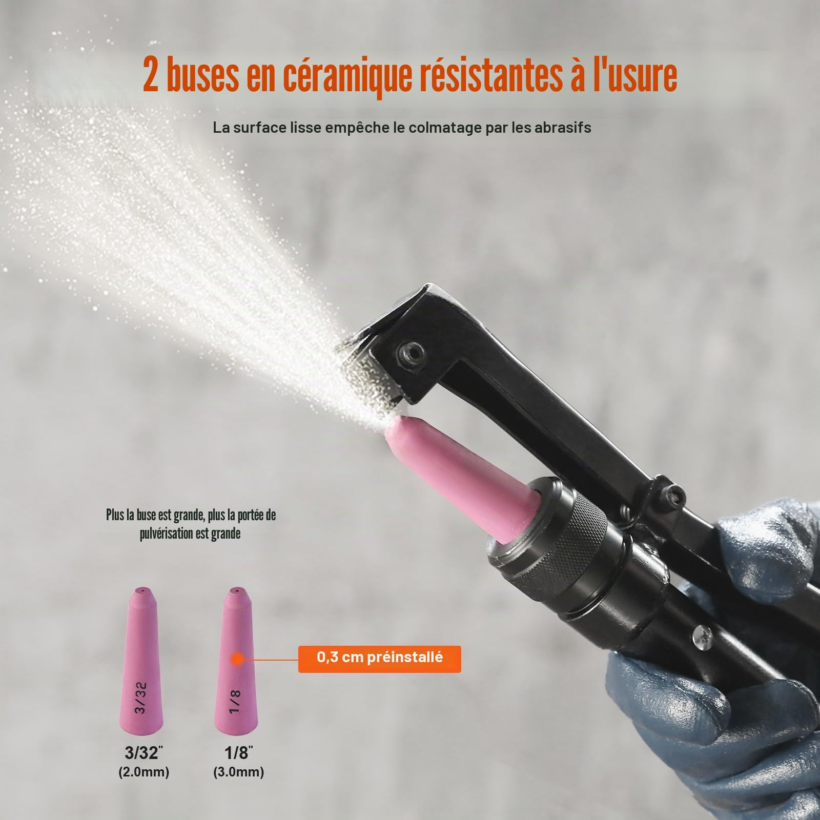 VEVOR Sableuse Haute Pression 37 L Kit de Sablage à Air 60-110 PSI Portable avec 2 Buses en Céramique