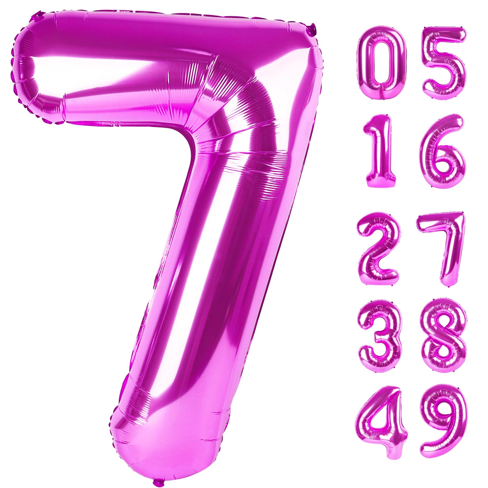 Rosy Purple 7 Balloon - Number Balloon 40 Inch, 7th Rosy Purple Decorations