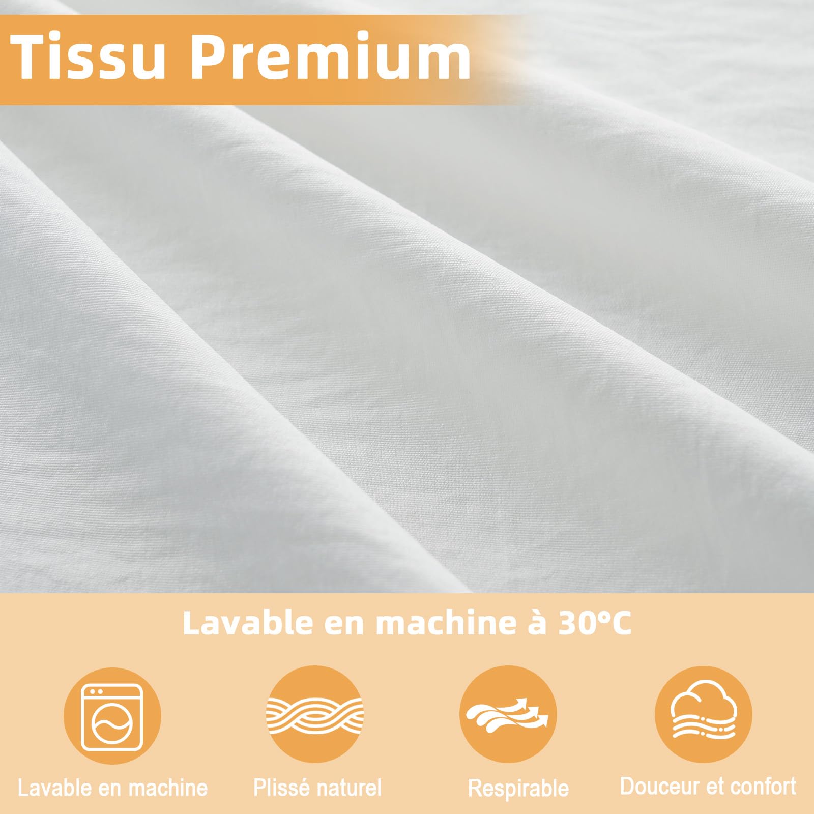 Lit Cabane Enfant, Ciel de Lit Cabane avec 2 Pièces Rideaux, Baldaquin Ciel en Tissu Doux Respirant, Ensemble de Décoration pour Chambre Fille Garçon (Blanc, 70x270cm)