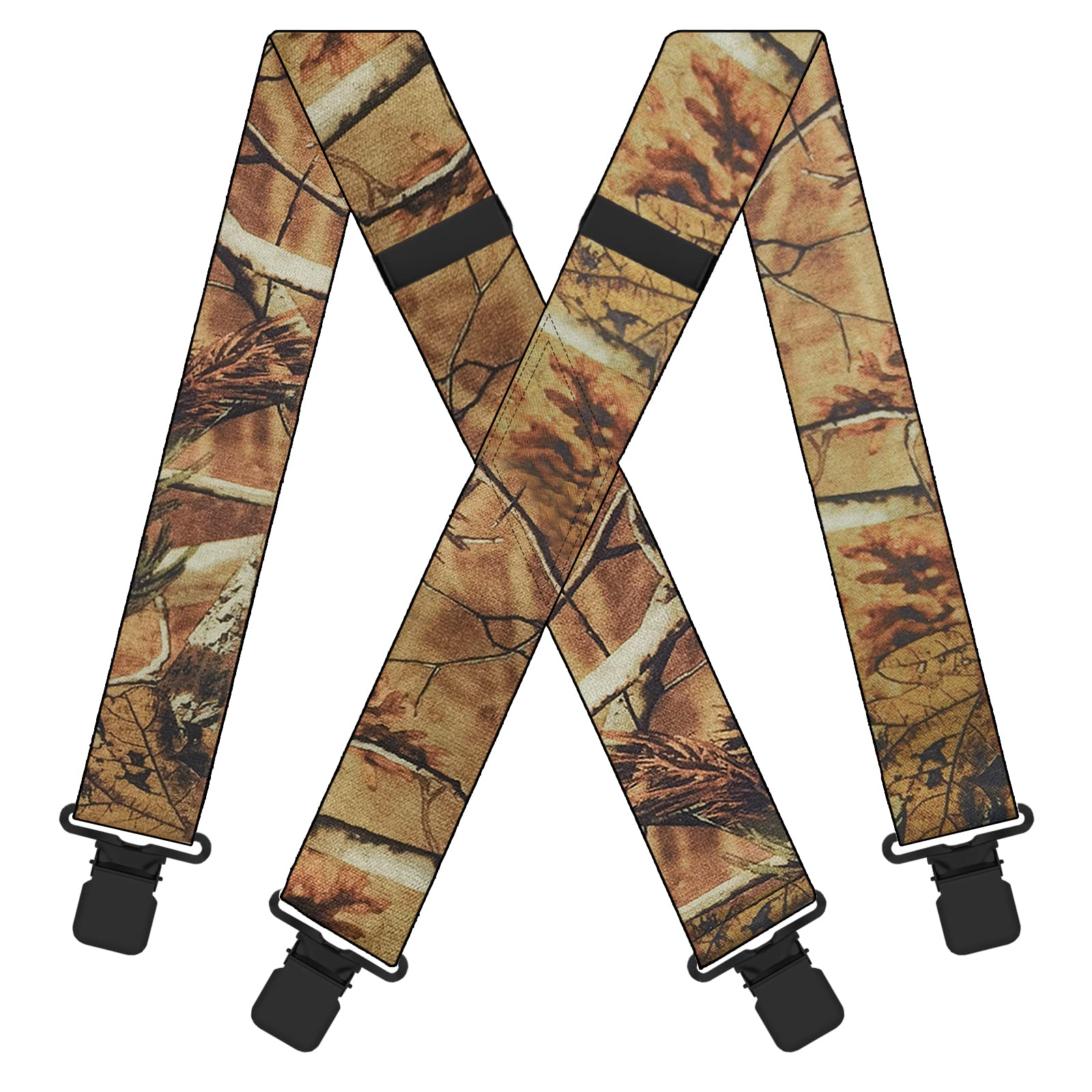 MENDENG Men's 2 Inch Camo Suspender X Back Elastic Strong Clips Braces Heavy Duty