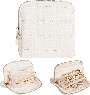Enthralite Women Travel Jewelry Case: Small Box for Ring Earring Necklace - Mini Organizer for Women Aged 15-45 (White)